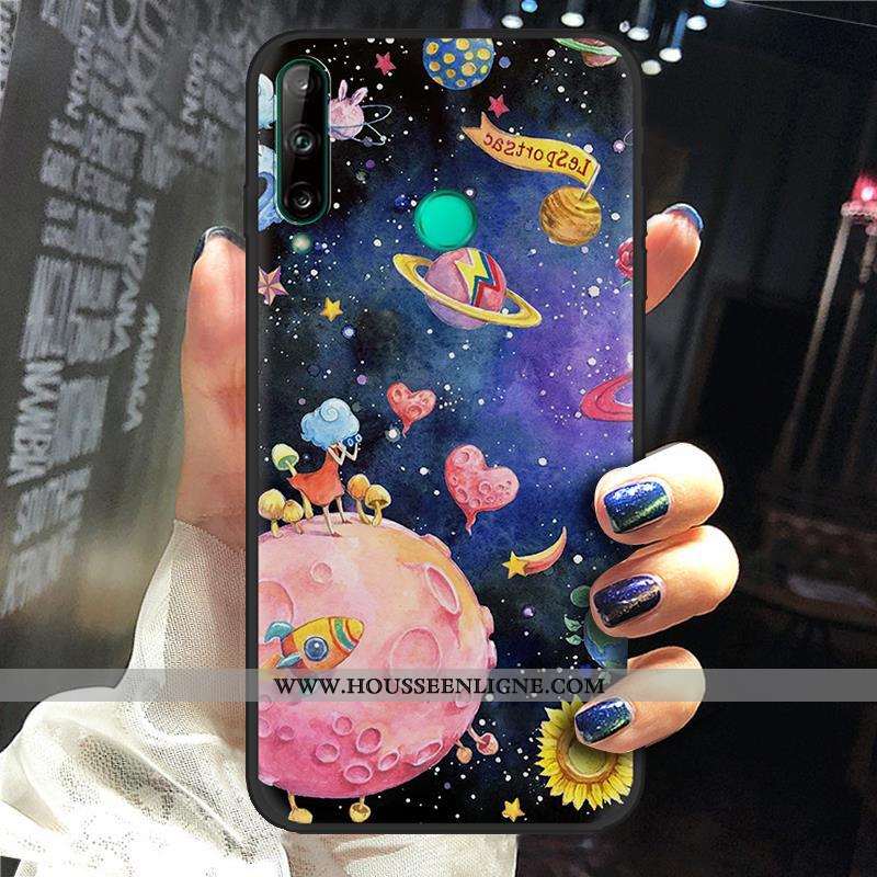 Étui Huawei P40 Lite E Dessin Animé Fluide Doux Téléphone Portable Pu Noir Peinture Créatif Blanche
