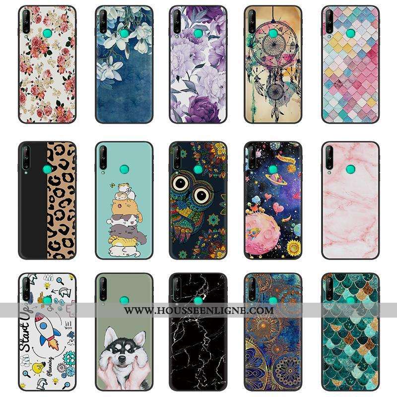 Étui Huawei P40 Lite E Dessin Animé Fluide Doux Téléphone Portable Pu Noir Peinture Créatif Blanche