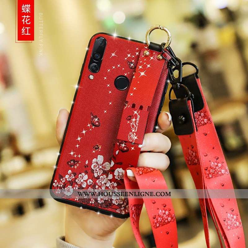 Étui Huawei P40 Lite E Mode Tendance Coque Net Rouge Tout Compris Silicone Blanche