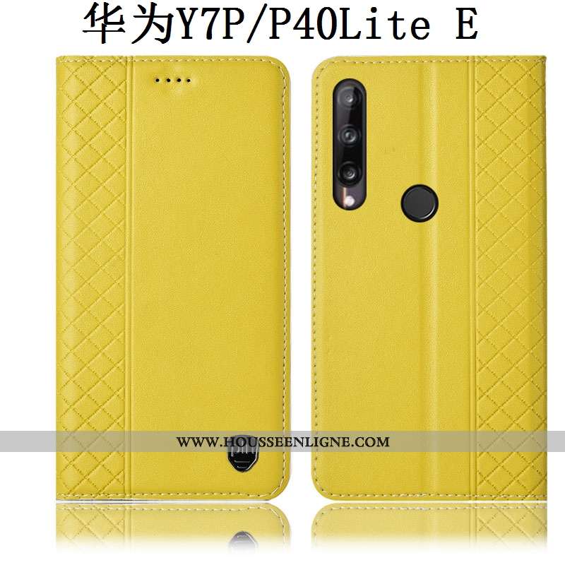 Étui Huawei P40 Lite E Protection Cuir Véritable Housse Incassable Tout Compris Jaune Coque
