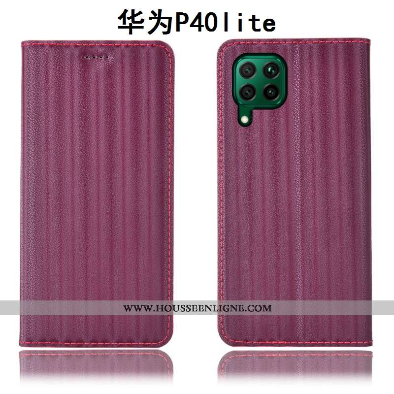 Étui Huawei P40 Lite Protection Cuir Véritable Coque Housse Tout Compris Téléphone Portable Bordeaux