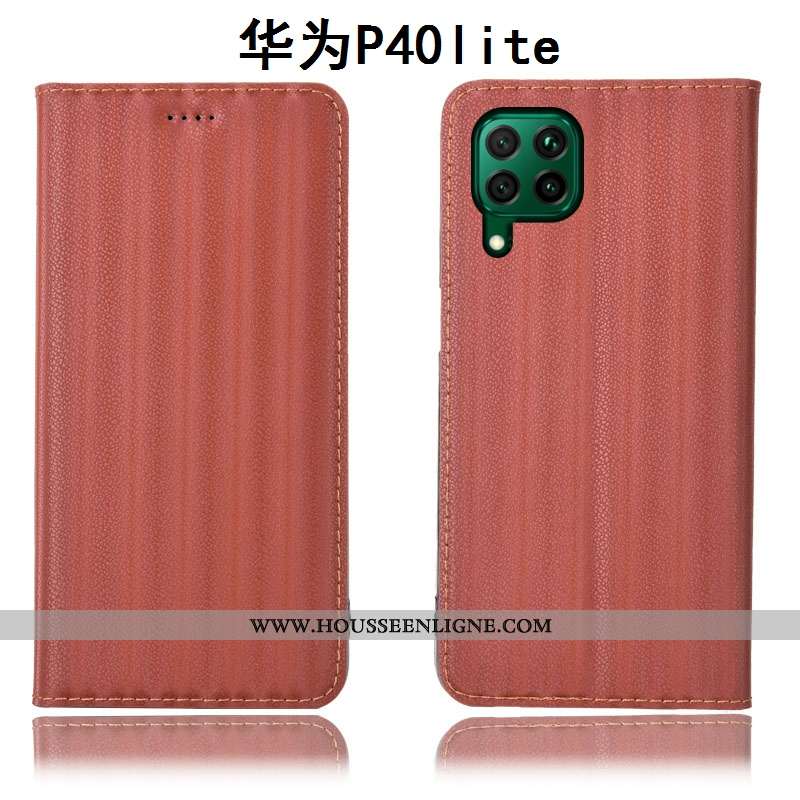 Étui Huawei P40 Lite Protection Cuir Véritable Coque Housse Tout Compris Téléphone Portable Bordeaux