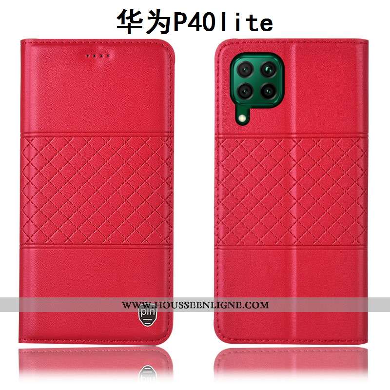 Étui Huawei P40 Lite Protection Cuir Véritable Coque Jaune Tout Compris Téléphone Portable
