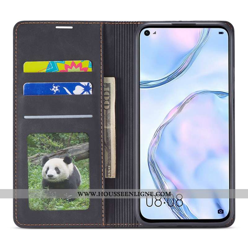 Étui Huawei P40 Lite Protection Cuir Véritable Jeunesse Business Cuir Téléphone Portable Bordeaux