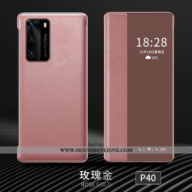 Étui Huawei P40 Personnalité Créatif Cuir Clamshell Protection Rose