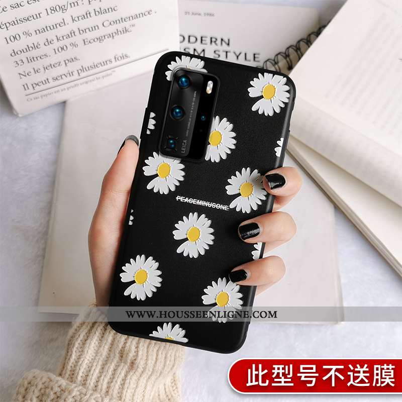 Étui Huawei P40 Pro Fluide Doux Silicone Noir Simple Incassable Amoureux Personnalité