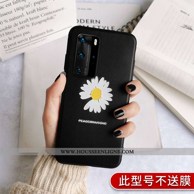 Étui Huawei P40 Pro Fluide Doux Silicone Noir Simple Incassable Amoureux Personnalité
