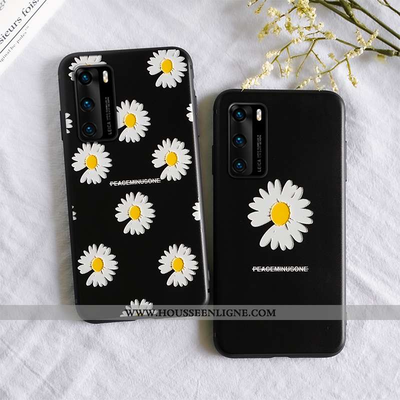 Étui Huawei P40 Pro Fluide Doux Silicone Noir Simple Incassable Amoureux Personnalité