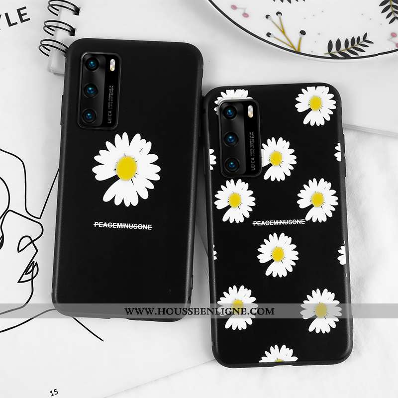 Étui Huawei P40 Pro Fluide Doux Silicone Noir Simple Incassable Amoureux Personnalité