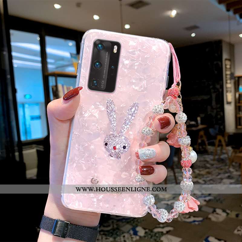 Étui Huawei P40 Pro Légère Fluide Doux Rose Incassable Coque Silicone Téléphone Portable