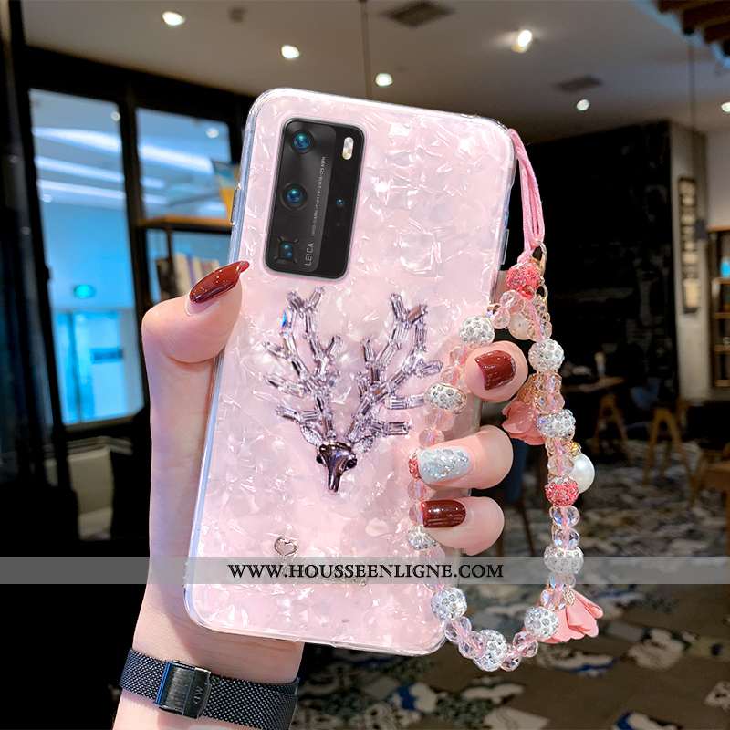Étui Huawei P40 Pro Légère Fluide Doux Rose Incassable Coque Silicone Téléphone Portable