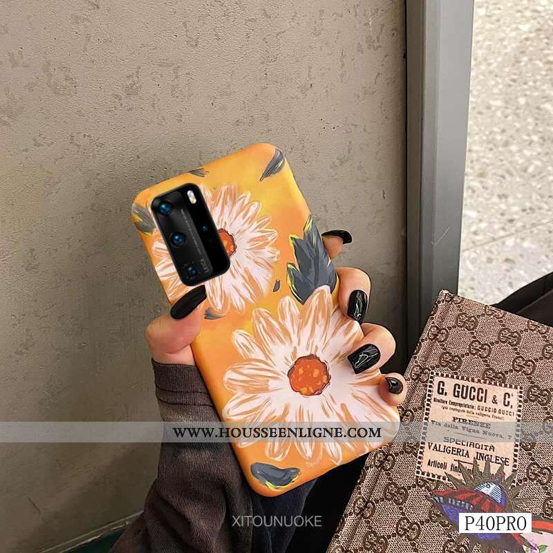 Étui Huawei P40 Pro Protection Délavé En Daim Silicone Jaune Incassable Tout Compris Coque