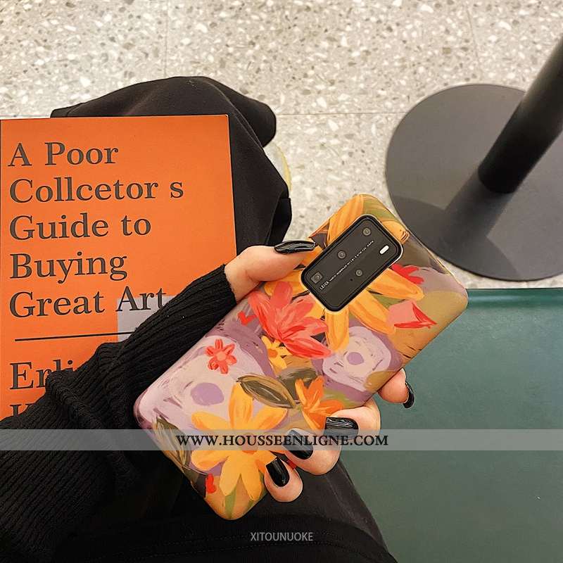 Étui Huawei P40 Pro Protection Délavé En Daim Silicone Jaune Incassable Tout Compris Coque