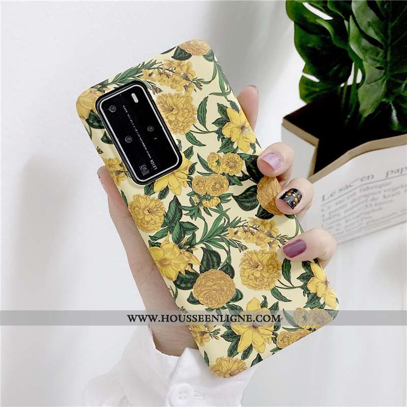 Étui Huawei P40 Pro Ultra Tendance Jaune Téléphone Portable Simple Peinture À L'huile Légère