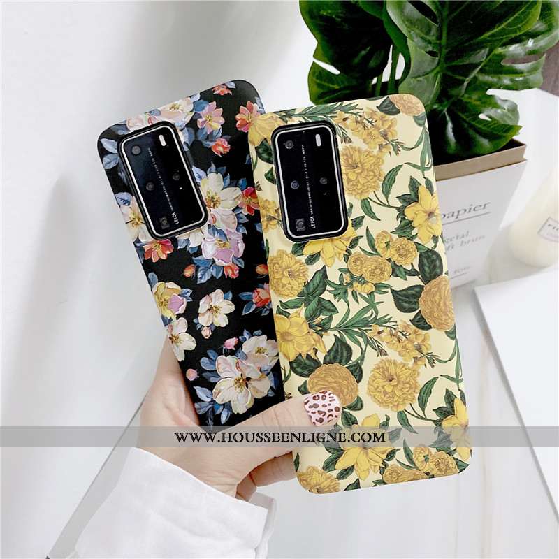 Étui Huawei P40 Pro Ultra Tendance Jaune Téléphone Portable Simple Peinture À L'huile Légère
