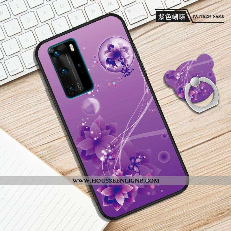 Étui Huawei P40 Protection Personnalité Violet Fluide Doux Anneau Une Agrafe