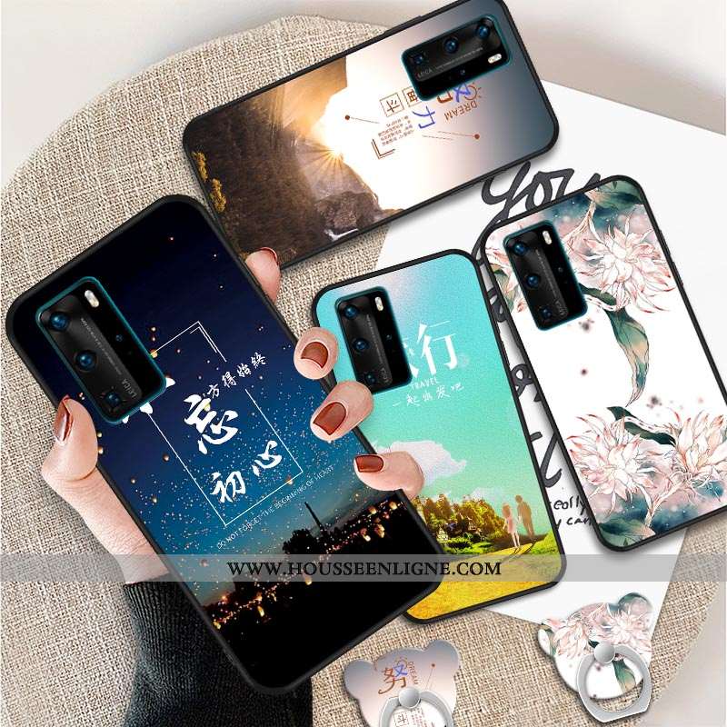 Étui Huawei P40 Protection Personnalité Violet Fluide Doux Anneau Une Agrafe