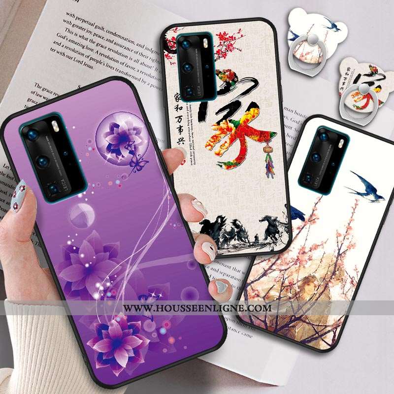 Étui Huawei P40 Protection Personnalité Violet Fluide Doux Anneau Une Agrafe