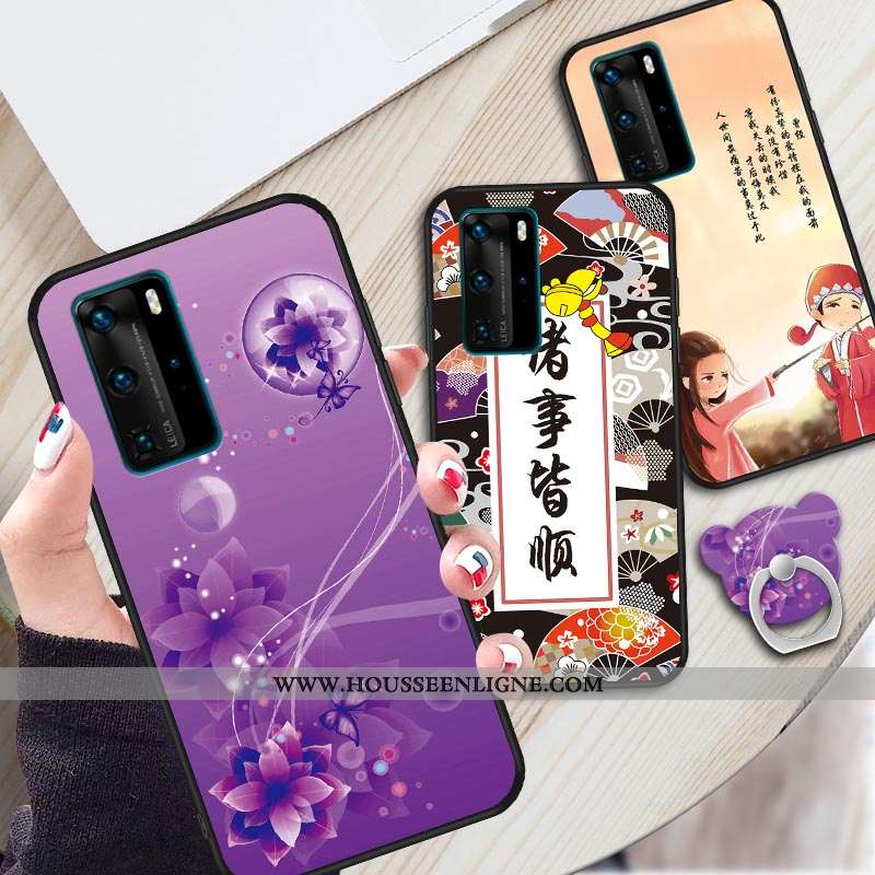 Étui Huawei P40 Protection Personnalité Violet Fluide Doux Anneau Une Agrafe