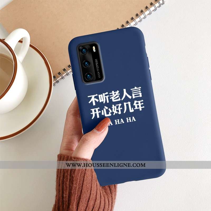 Étui Huawei P40 Protection Silicone Nouveau Coque Incassable Bleu Marin Simple Bleu Foncé