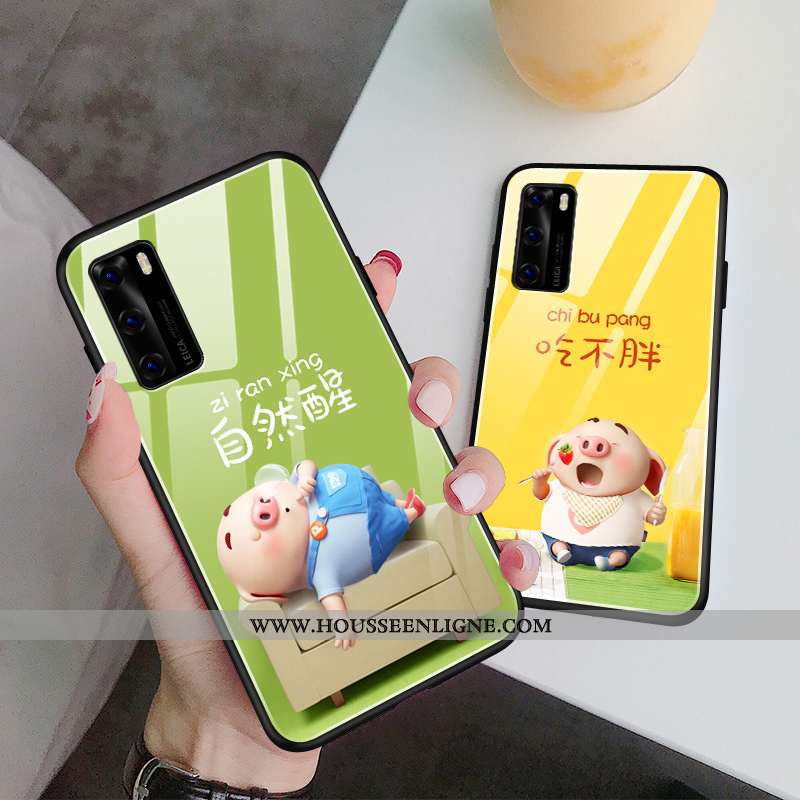 Étui Huawei P40 Protection Verre Fluide Doux Silicone Vert Tout Compris Petit Verte