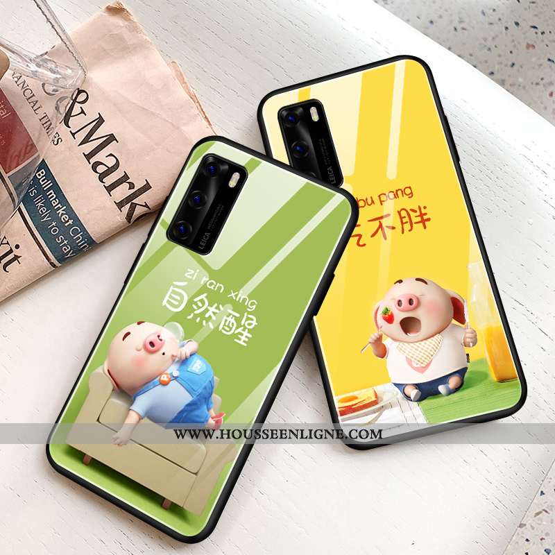 Étui Huawei P40 Protection Verre Fluide Doux Silicone Vert Tout Compris Petit Verte