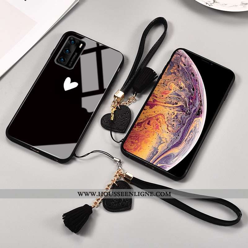Étui Huawei P40 Silicone Protection Coque Verre Téléphone Portable Incassable Noir
