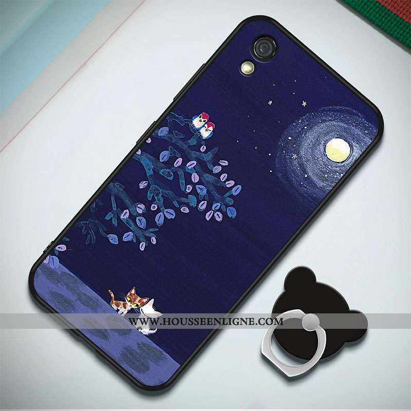 Étui Huawei Y5 2020 Fluide Doux 2020 Coque Incassable Peinture Téléphone Portable Anneau Bleu Foncé
