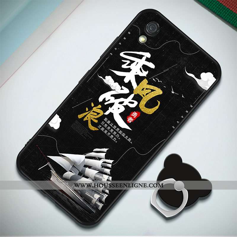 Étui Huawei Y5 2020 Fluide Doux 2020 Coque Incassable Peinture Téléphone Portable Anneau Bleu Foncé