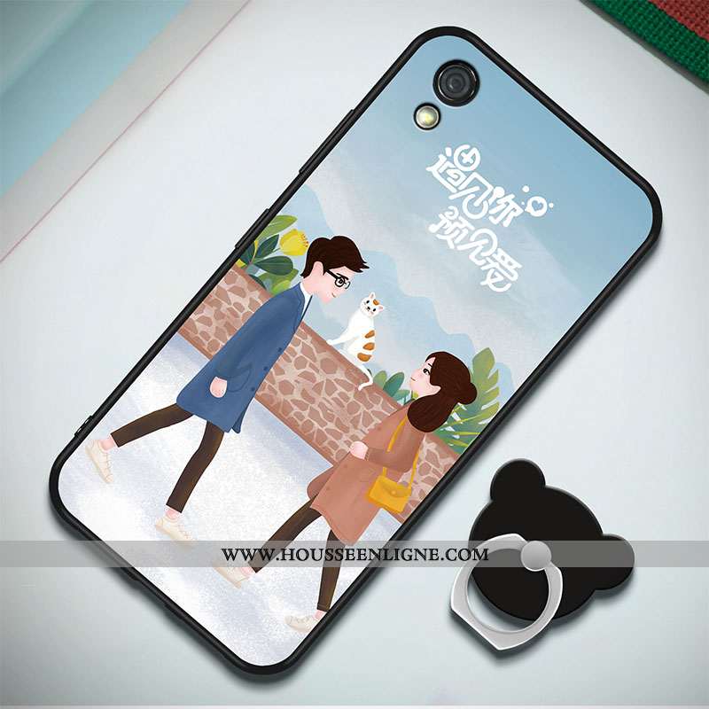 Étui Huawei Y5 2020 Fluide Doux 2020 Coque Incassable Peinture Téléphone Portable Anneau Bleu Foncé