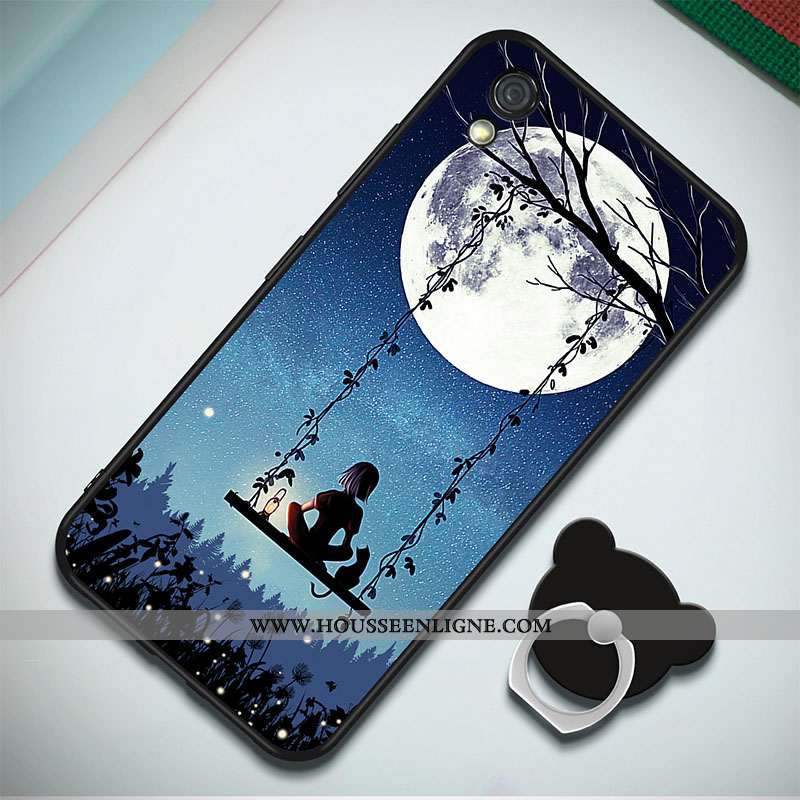 Étui Huawei Y5 2020 Fluide Doux 2020 Coque Incassable Peinture Téléphone Portable Anneau Bleu Foncé