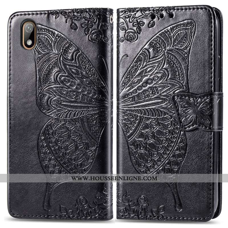 Étui Huawei Y5 2020 Ornements Suspendus Gaufrage Téléphone Portable Noir En Relief Housse Cuir