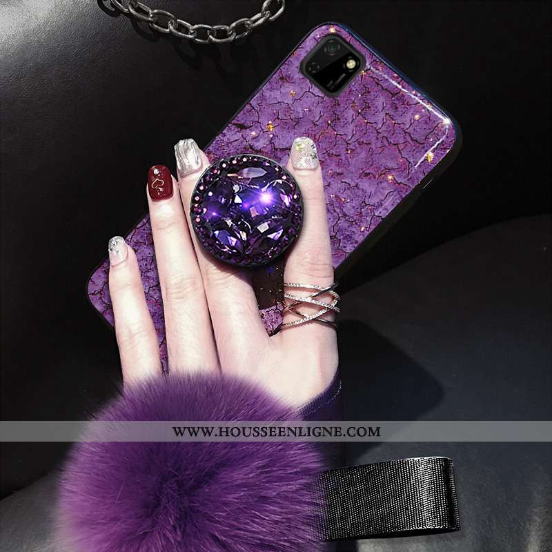 Étui Huawei Y5p Créatif Dessin Animé Fluide Doux Protection Charmant Personnalité Violet