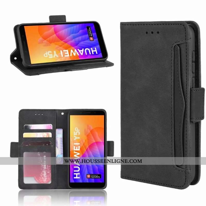 Étui Huawei Y5p Cuir Fluide Doux Téléphone Portable Housse Coque Tout Compris Noir