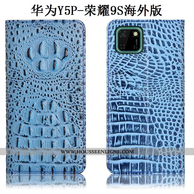 Étui Huawei Y5p Cuir Véritable Modèle Fleurie Téléphone Portable Coque Kaki Housse Incassable Khaki