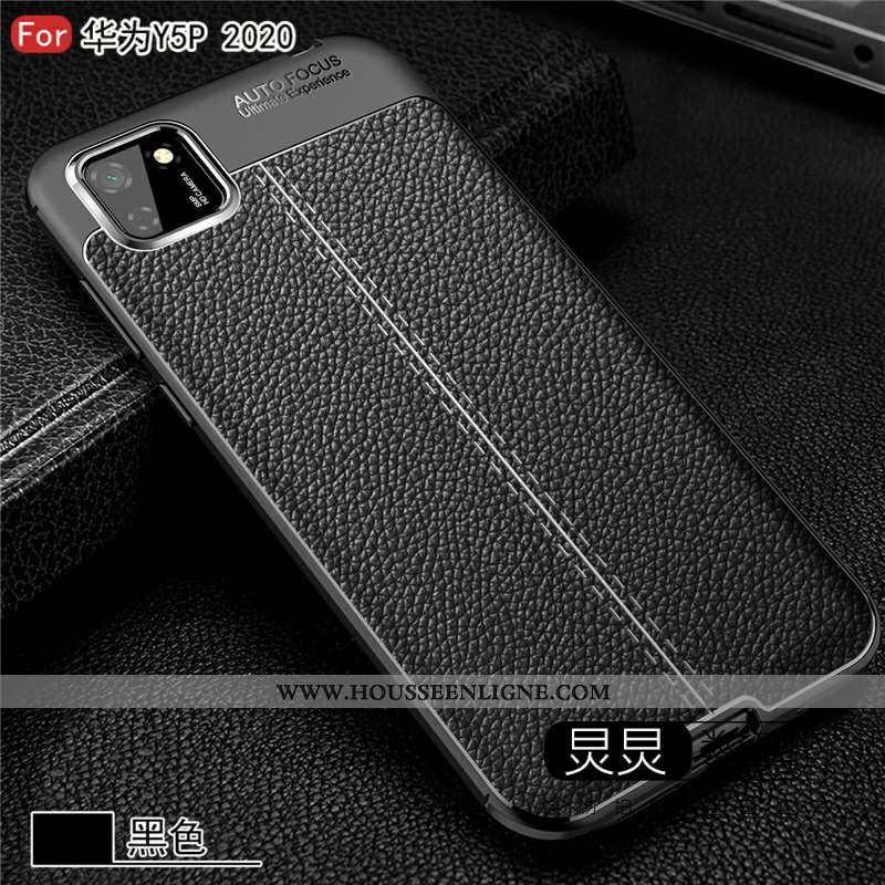 Étui Huawei Y5p Fluide Doux Silicone Téléphone Portable Coque Tout Compris Cuir Noir