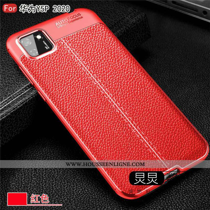 Étui Huawei Y5p Fluide Doux Silicone Téléphone Portable Coque Tout Compris Cuir Noir