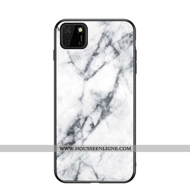 Étui Huawei Y5p Fluide Doux Silicone Verre Protection Mode Coque Peinture Bleu