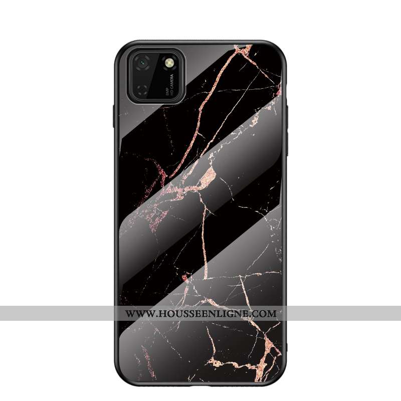 Étui Huawei Y5p Fluide Doux Silicone Verre Protection Mode Coque Peinture Bleu