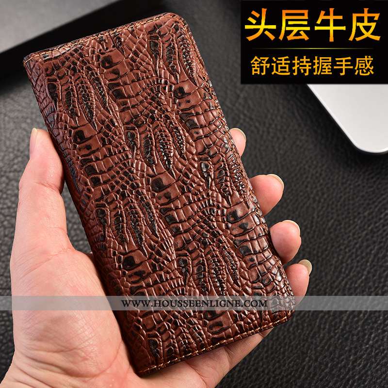 Étui Huawei Y5p Modèle Fleurie Protection Cuir Véritable Housse Téléphone Portable Incassable Marron