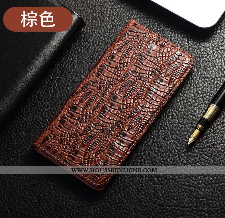 Étui Huawei Y5p Modèle Fleurie Protection Cuir Véritable Housse Téléphone Portable Incassable Marron