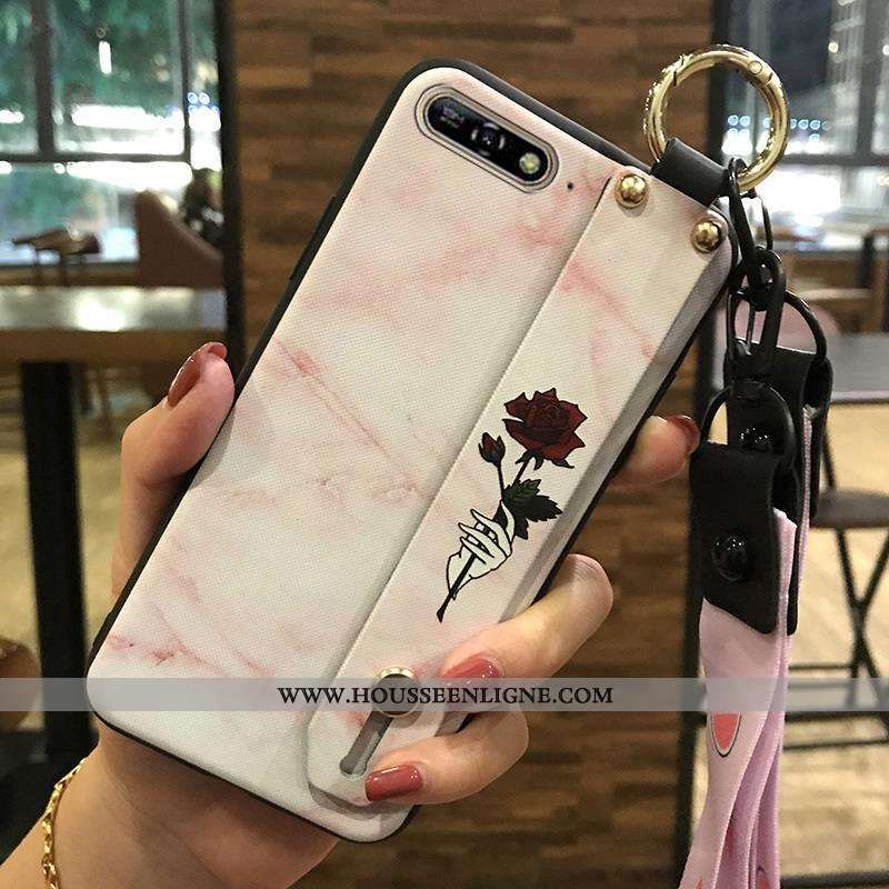 Étui Huawei Y6 2020 Créatif Fluide Doux Rose Frais Coque Téléphone Portable