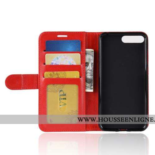 Étui Huawei Y6 2020 Cuir Portefeuille Clamshell Coque Rouge Téléphone Portable Business