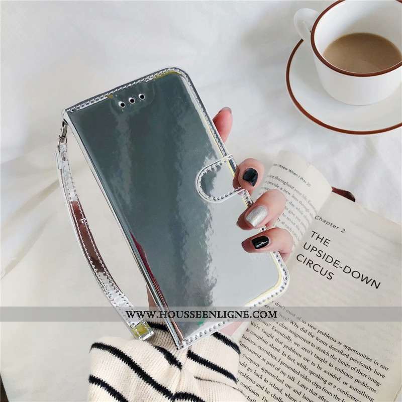 Étui Huawei Y6 2020 Fluide Doux Cuir Rose Coloré Téléphone Portable Miroir