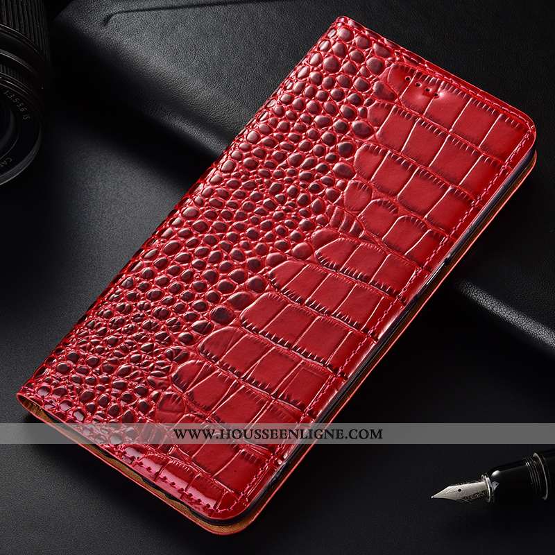 Étui Huawei Y6 2020 Modèle Fleurie Protection Téléphone Portable Incassable Cuir Crocodile Rouge