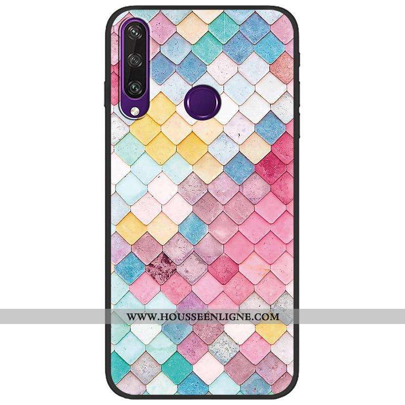 Étui Huawei Y6p Créatif Dessin Animé Peinture Vert Coque Délavé En Daim Verte