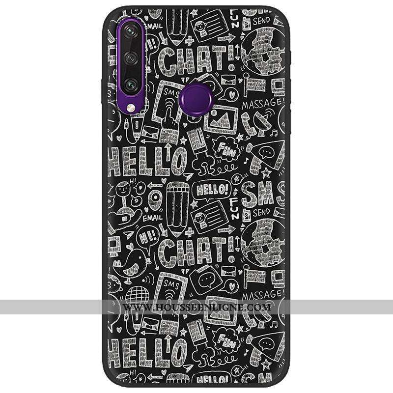 Étui Huawei Y6p Créatif Dessin Animé Peinture Vert Coque Délavé En Daim Verte