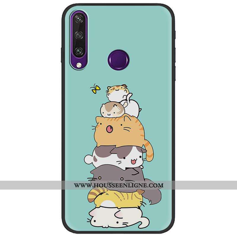 Étui Huawei Y6p Créatif Dessin Animé Peinture Vert Coque Délavé En Daim Verte