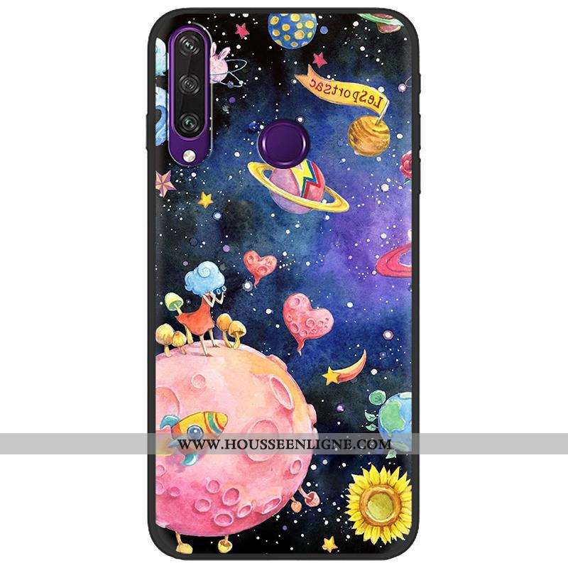 Étui Huawei Y6p Créatif Dessin Animé Peinture Vert Coque Délavé En Daim Verte