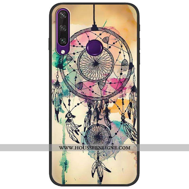 Étui Huawei Y6p Créatif Dessin Animé Peinture Vert Coque Délavé En Daim Verte